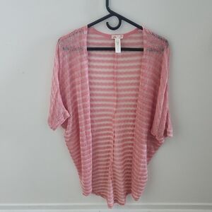 L8ter Pink Sheer Striped Cardigan